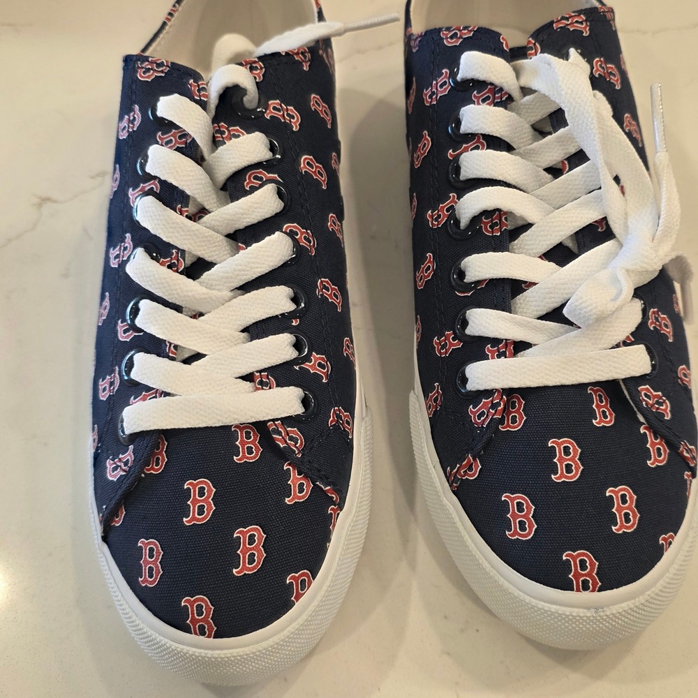 Boston Red Sox MLB Canvas Sneakers Navy Blue Low Top Women 7 Men's 5.5 Row‎ One